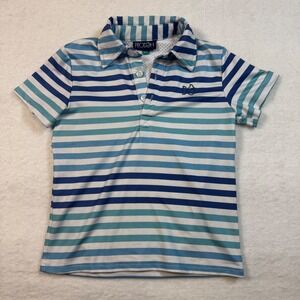 PRODOH Kids 2T Striped Fishing Polo Shirt Blue UPF 50 Short Sleeve Mesh Back